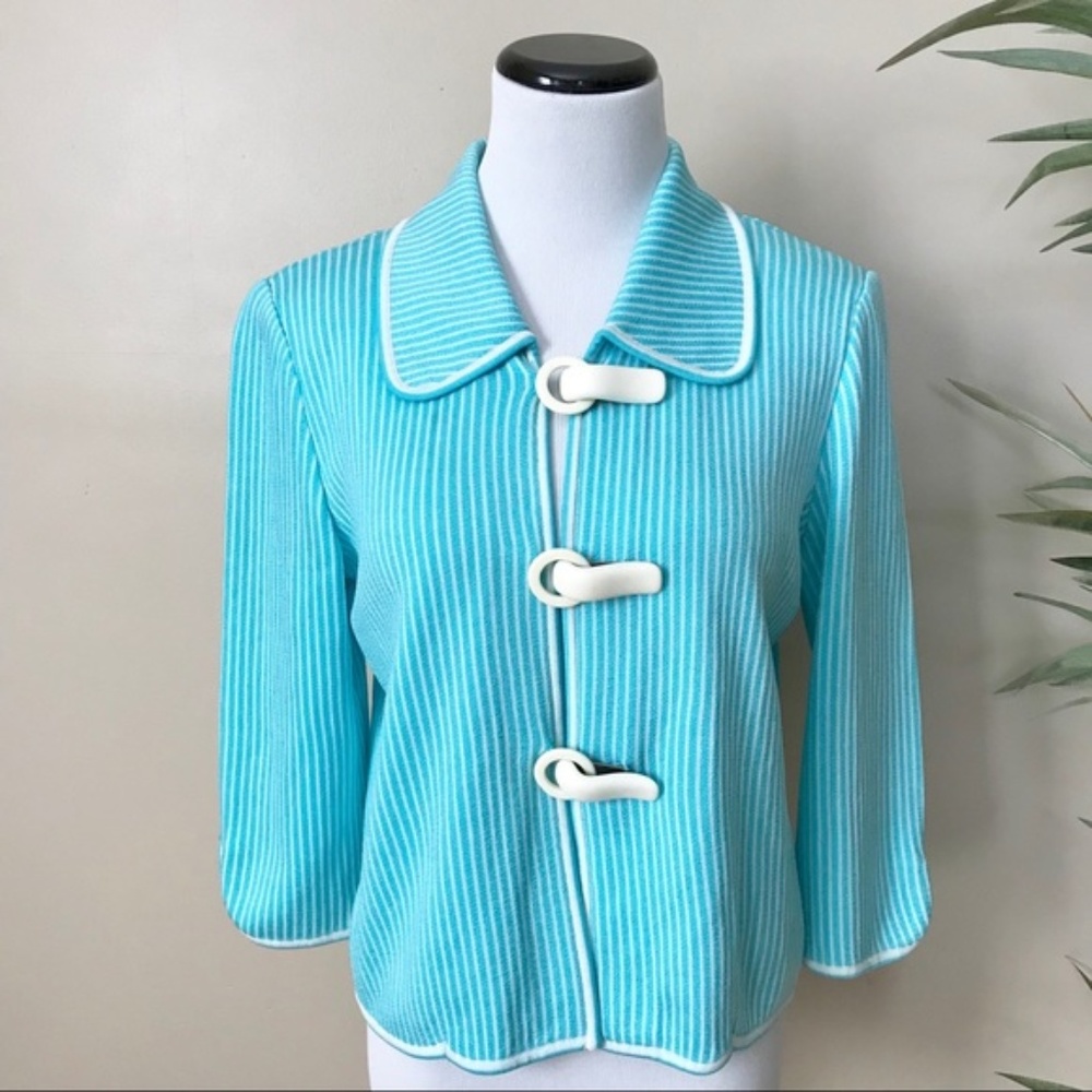 Ming Wang Knit Turquoise Jacket Blazer